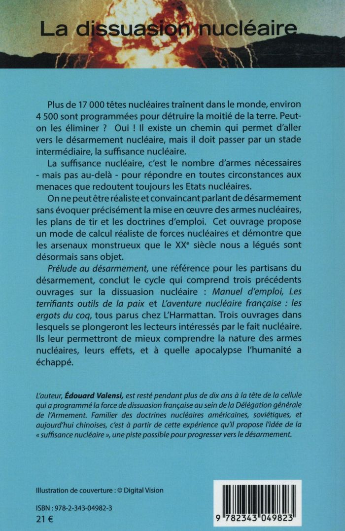 Quatrième de couverture de « LA DISSUASION NUCLEAIRE - PRELUDE AU DESARMEMENT »