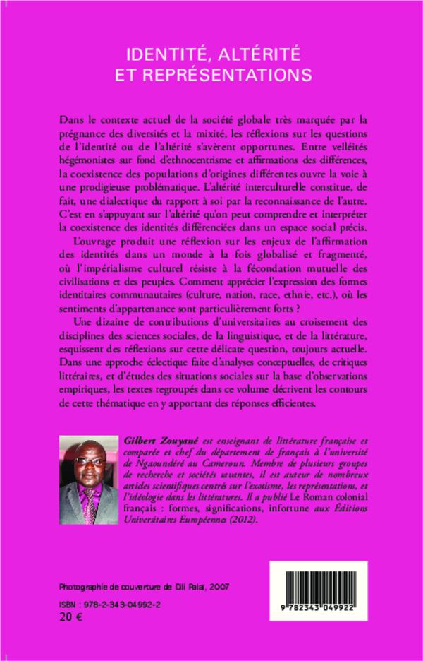 Quatrième de couverture de « IDENTITE, ALTERITE ET REPRESENTATIONS »