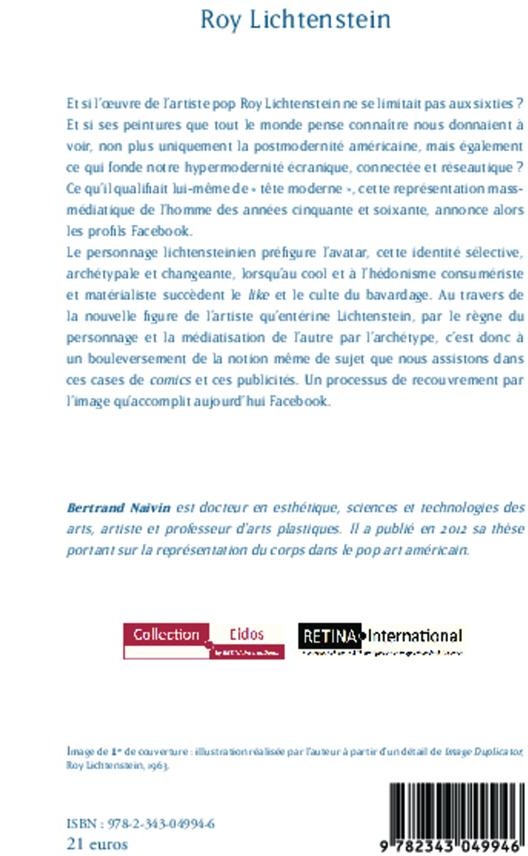 Quatrième de couverture de « ROY LICHTENSTEIN - DE LA TETE MODERNE AU PROFIL FACEBOOK »