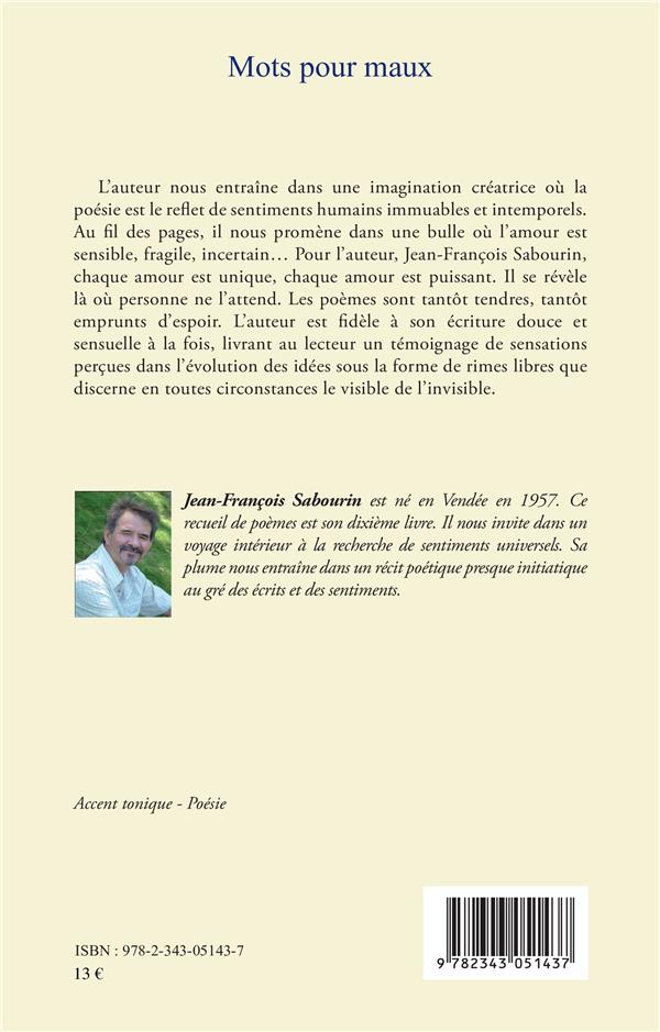 Quatrième de couverture de « MOTS POUR MAUX »