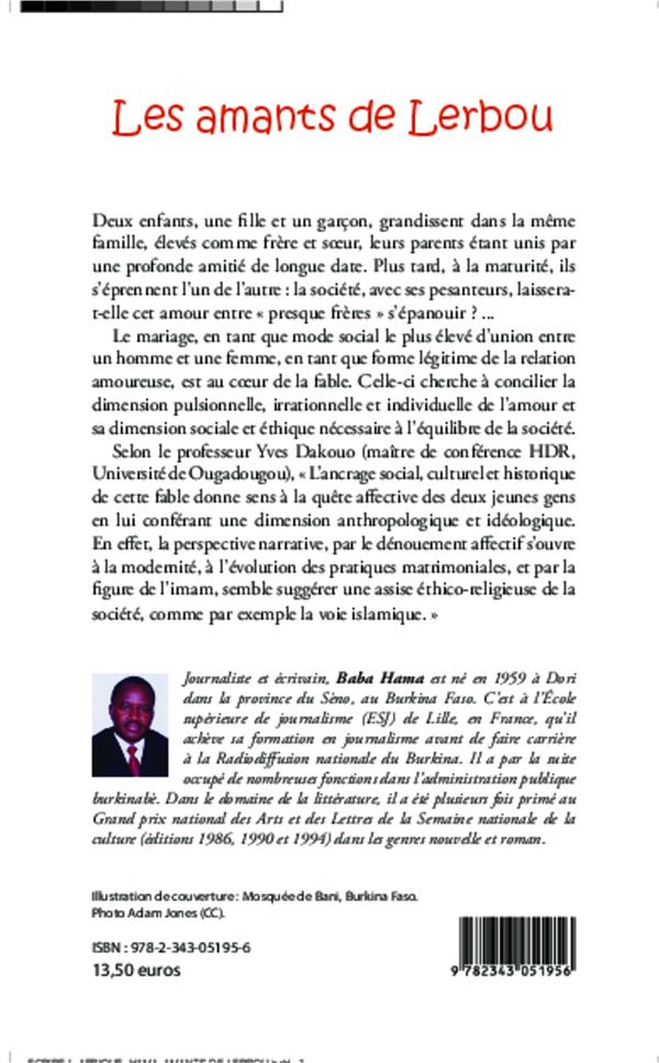 Quatrième de couverture de « LES AMANTS DE LERBOU »