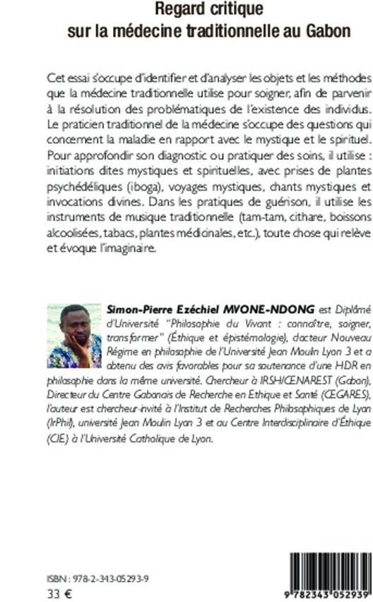 Quatrième de couverture de « REGARD CRITIQUE SUR LA MEDECINE TRADITIONNELLE AU GABON »