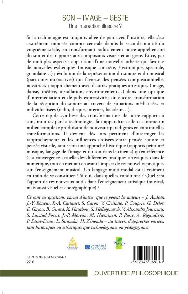 Quatrième de couverture de « SON - IMAGE - GESTE - UNE INTERACTION ILLUSOIRE ? »