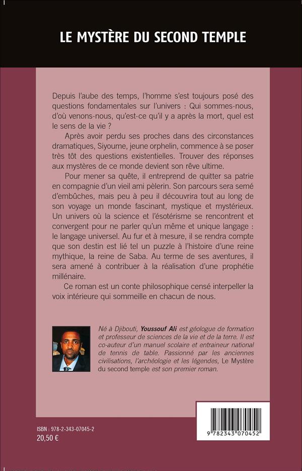Quatrième de couverture de « LE MYSTERE DU SECOND TEMPLE - ROMAN »