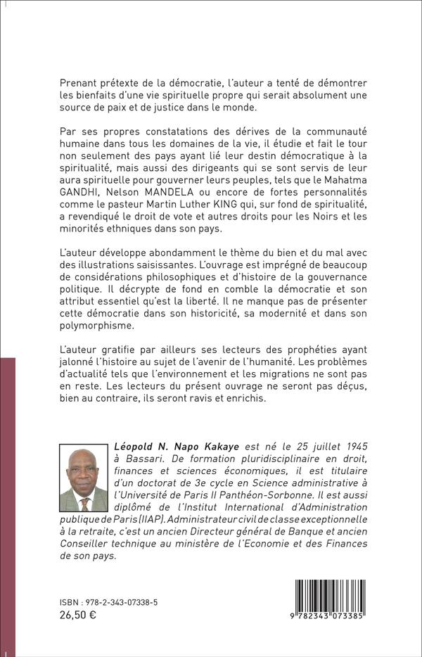 Quatrième de couverture de « REFLEXIONS SPIRITUELLES SUR LA DEMOCRATIE - <EM>ESSAI</EM> »