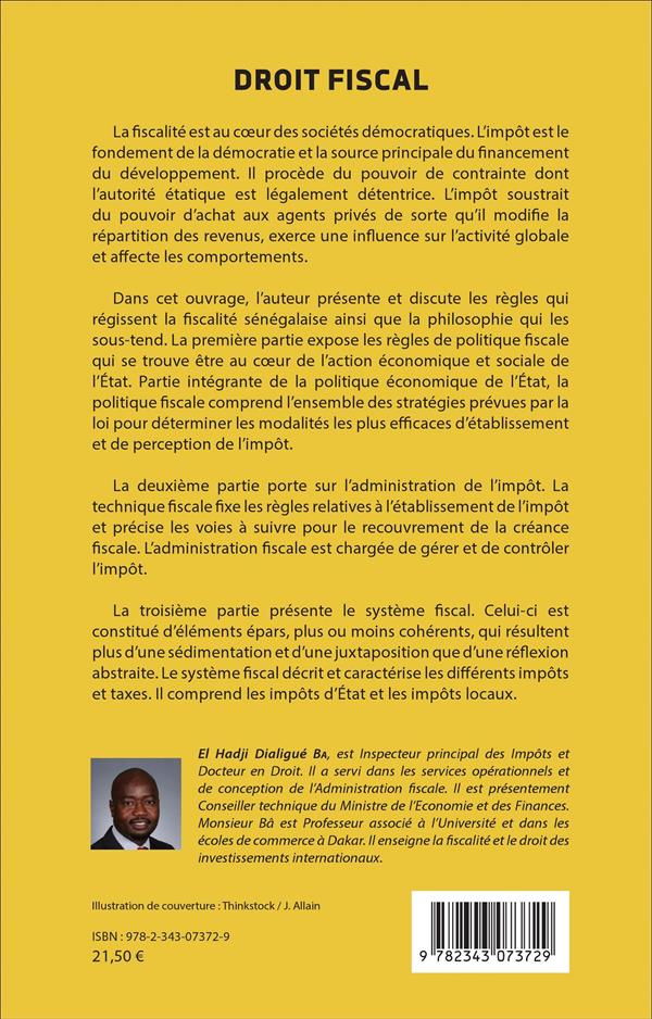 Quatrième de couverture de « DROIT FISCAL »