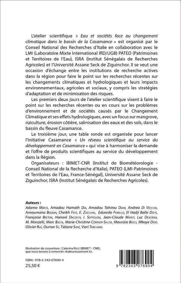 Quatrième de couverture de « EAUX ET SOCIETES FACE AU CHANGEMENT CLIMATIQUE DANS LE BASSIN DE LA CASAMANCE »