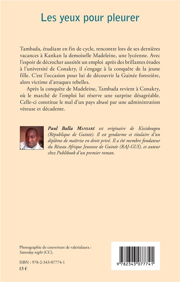 Quatrième de couverture de « LES YEUX POUR PLEURER - ROMAN »