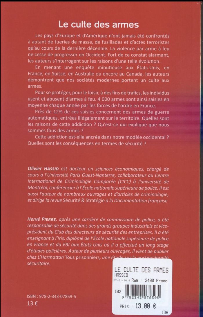 Quatrième de couverture de « LE CULTE DES ARMES »