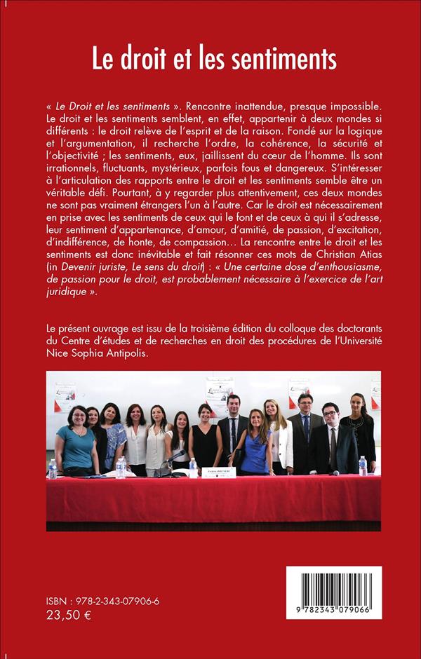 Quatrième de couverture de « LE DROIT ET LES SENTIMENTS »