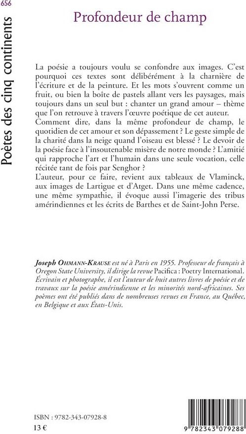 Quatrième de couverture de « PROFONDEUR DE CHAMP »
