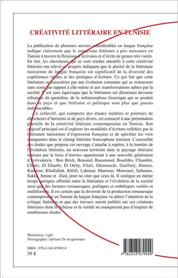 Quatrième de couverture de « CREATIVITE LITTERAIRE EN TUNISIE »