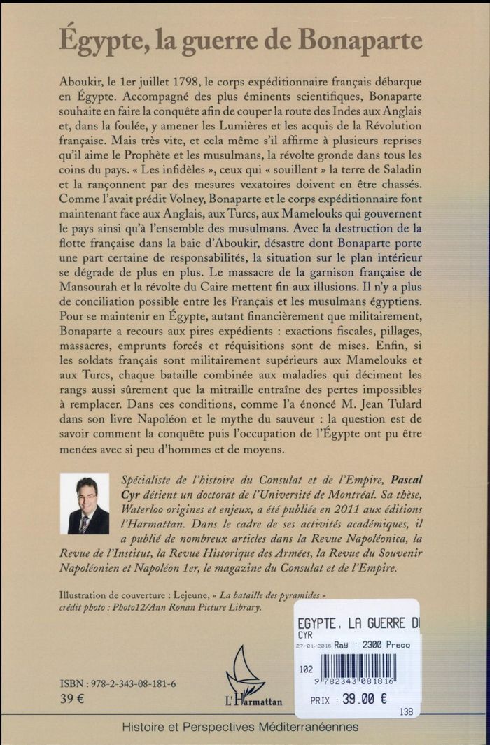 Quatrième de couverture de « EGYPTE, LA GUERRE DE BONAPARTE »