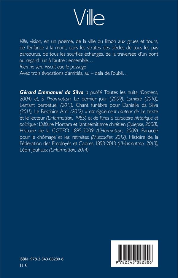 Quatrième de couverture de « VILLE - <EM>POEME</EM> »