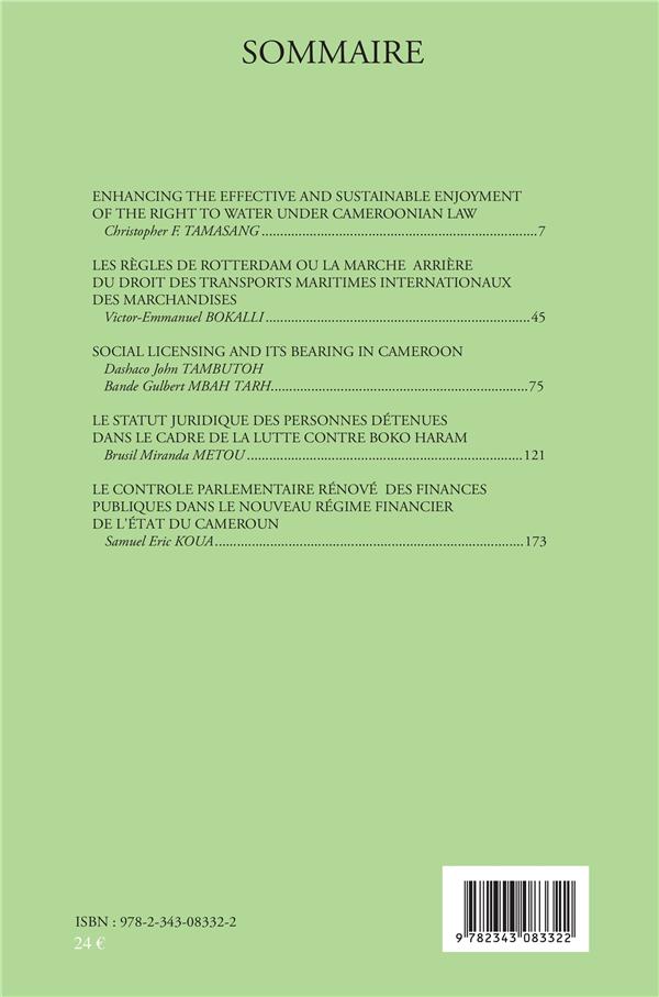 Quatrième de couverture de « REVUE AFRICAINE DES SCIENCES JURIDIQUES NUMERO SPECIAL / 2015 »