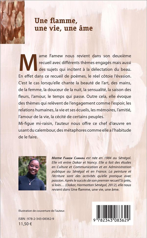 Quatrième de couverture de « UNE FLAMME, UNE VIE, UNE AME - POEMES »