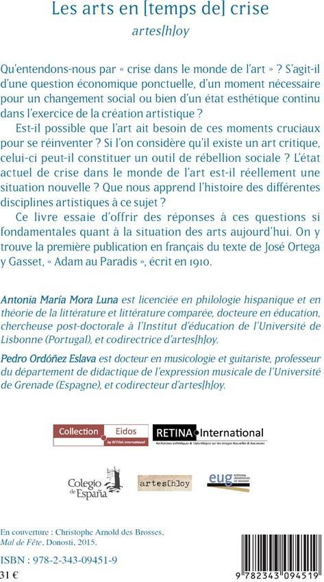 Quatrième de couverture de « LES ARTS EN [TEMPS DE] CRISE - ARTES[H]OY »
