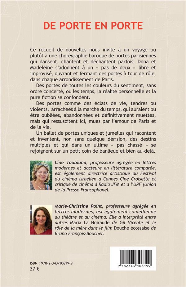 Quatrième de couverture de « DE PORTE EN PORTE - HISTOIRES PARISIENNES - NOUVELLES »