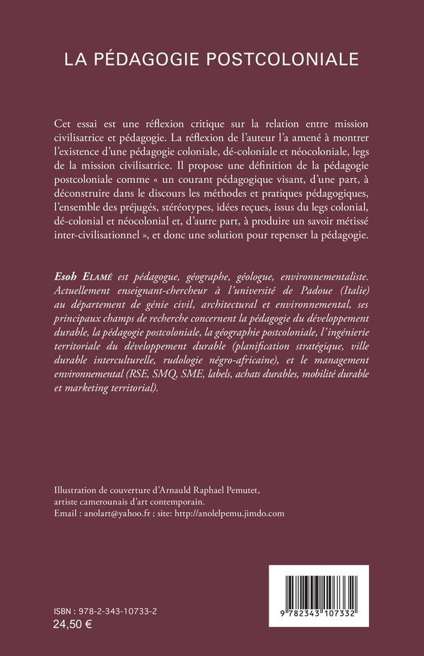 Quatrième de couverture de « LA PEDAGOGIE POSTCOLONIALE »