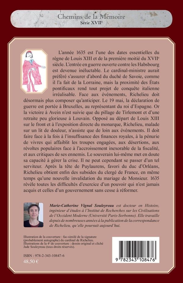 Quatrième de couverture de « LA RAISON DE GUERRE - CORRESPONDANCE DU CARDINAL DE RICHELIEU - ANNEE 1635 »