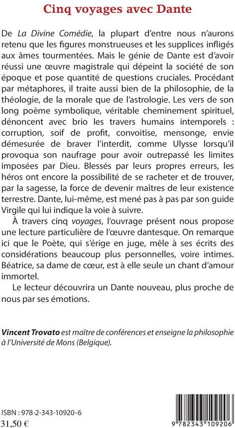 Quatrième de couverture de « CINQ VOYAGES AVEC DANTE »