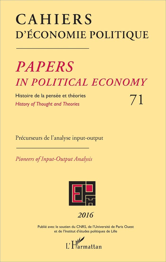 Couverture du livre « CAHIERS D'ECONOMIE POLITIQUE - VOL71 - PAPERS IN POLITICAL ECONOMY - HISTOIRE DE LA PENSEE ET THEORI » de Xxx, librairie Les Contes Infusés à Corte