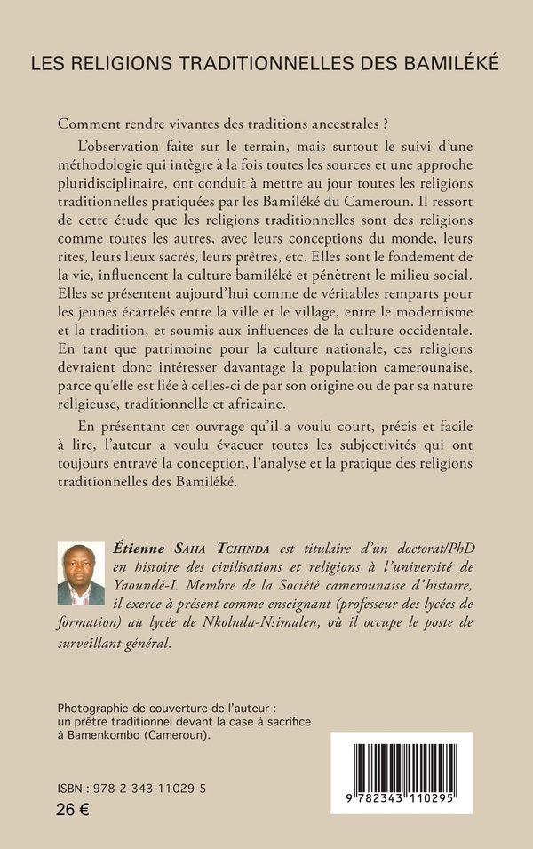 Quatrième de couverture de « LES RELIGIONS TRADITIONNELLES DES BAMILEKE »