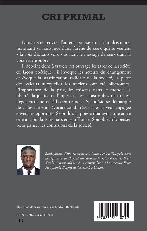 Quatrième de couverture de « CRI PRIMAL - RECUEIL DE POEMES »