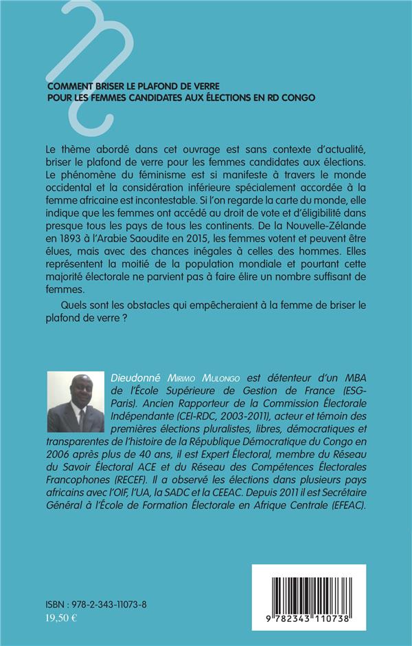 Quatrième de couverture de « COMMENT BRISER LE PLAFOND DE VERRE POUR LES FEMMES CANDIDATES AUX ELECTIONS EN RD CONGO »
