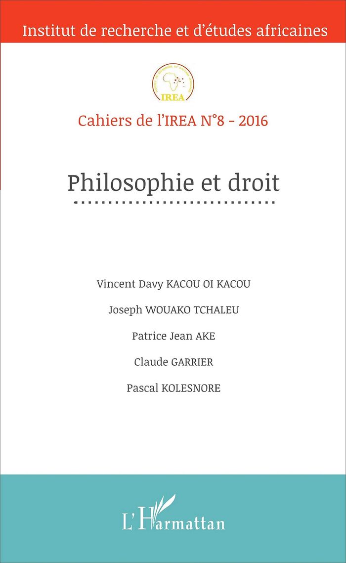 Couverture du livre « PHILOSOPHIE ET DROIT - VOL08 - CAHIERS DE L'IREA N 8-2016 » de Xxx, librairie Les Contes Infusés à Corte
