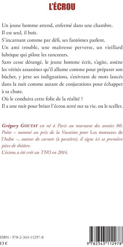Quatrième de couverture de « L'ECROU »