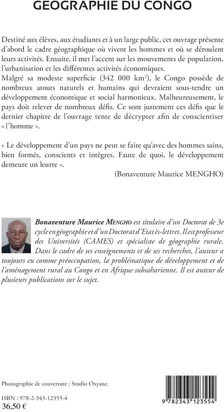 Quatrième de couverture de « GEOGRAPHIE DU CONGO »