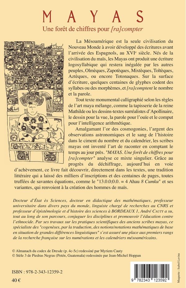 Quatrième de couverture de « MAYAS - UNE FORET DE CHIFFRES POUR <EM>[RA]COMPTER</EM> »