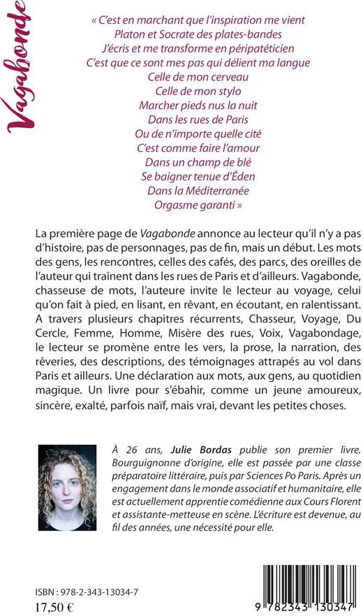 Quatrième de couverture de « VAGABONDE »