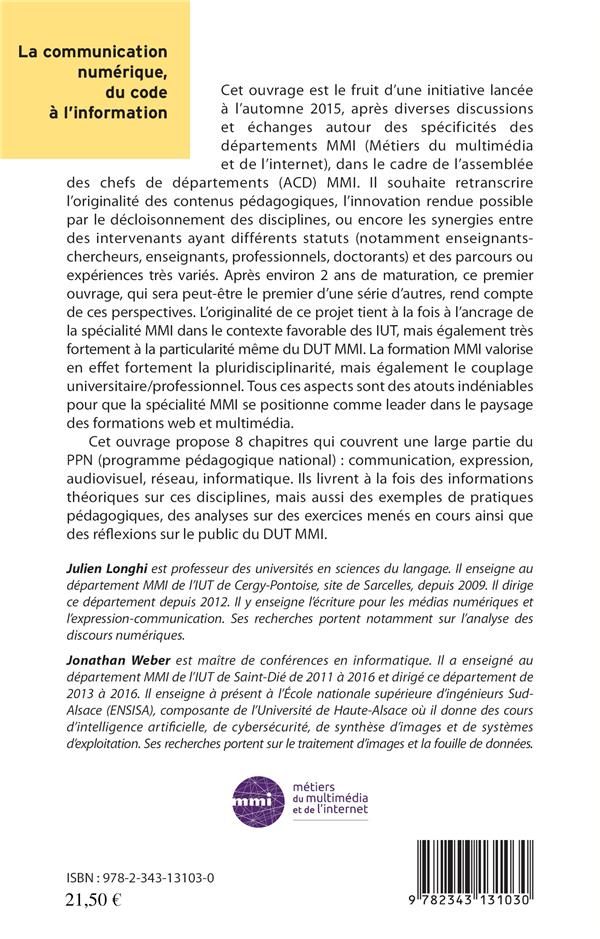 Quatrième de couverture de « LA COMMUNICATION NUMERIQUE, DU CODE A L'INFORMATION »