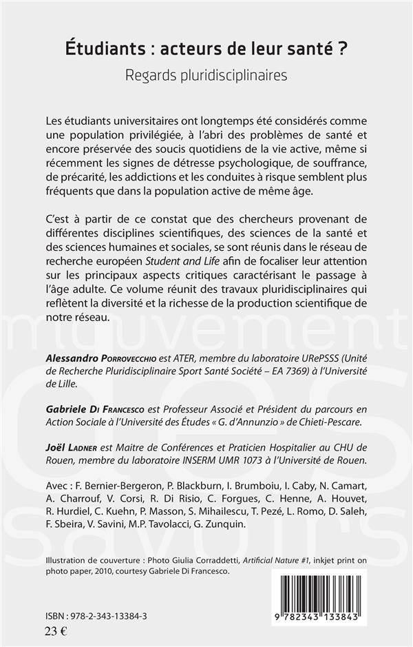 Quatrième de couverture de « ETUDIANTS : ACTEURS DE LEUR SANTE ? - REGARDS PLURIDISCIPLINAIRES »