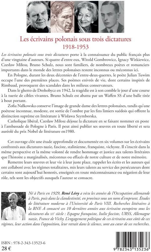 Quatrième de couverture de « ECRIVAINS POLONAIS SOUS TROIS DICTATURES 1918-1953 »