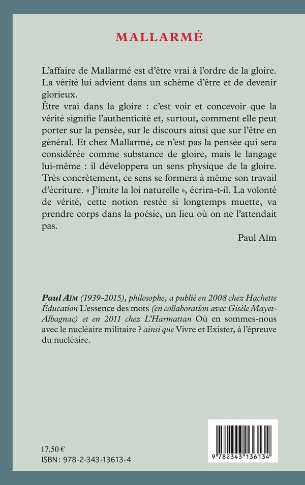 Quatrième de couverture de « MALLARME - LA MODERNITE AU BOUT DE L'ARCHAISME »