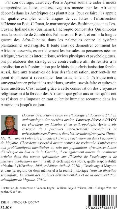 Quatrième de couverture de « RESISTANCES ANTI-ESCLAVAGISTES DANS LES AMERIQUES - LES AFRICAINS DEPORTES A L'EPREUVE DE LEUR DESAF »