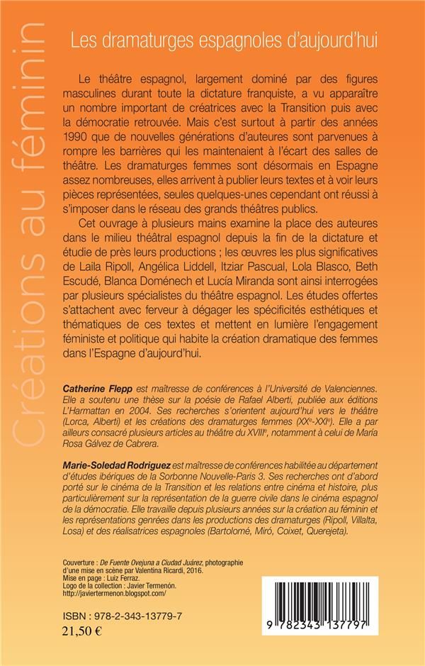 Quatrième de couverture de « LES DRAMATURGES ESPAGNOLES D'AUJOURD'HUI »