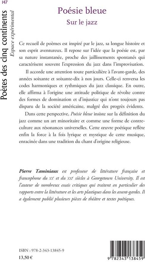 Quatrième de couverture de « POESIE BLEUE - SUR LE JAZZ »
