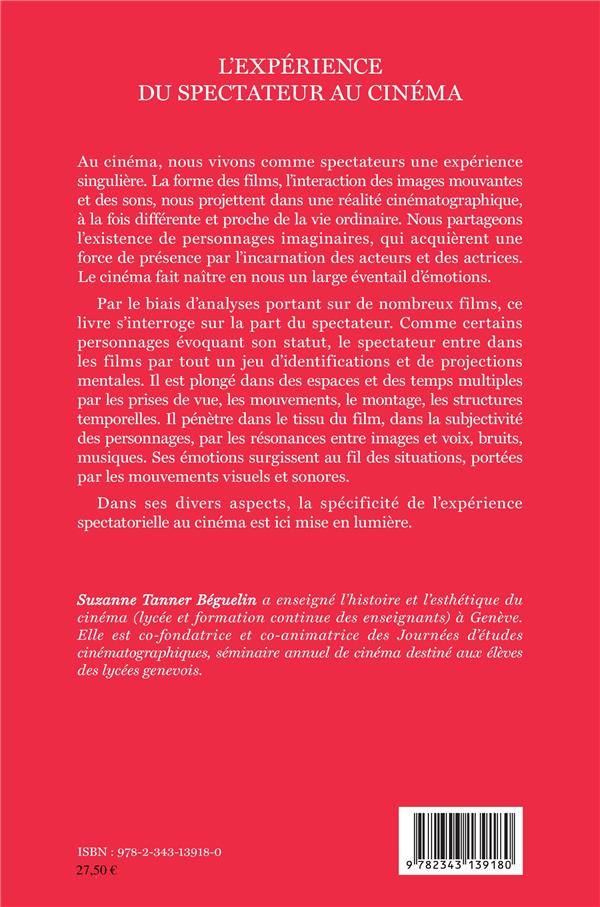 Quatrième de couverture de « L'EXPERIENCE DU SPECTATEUR AU CINEMA »