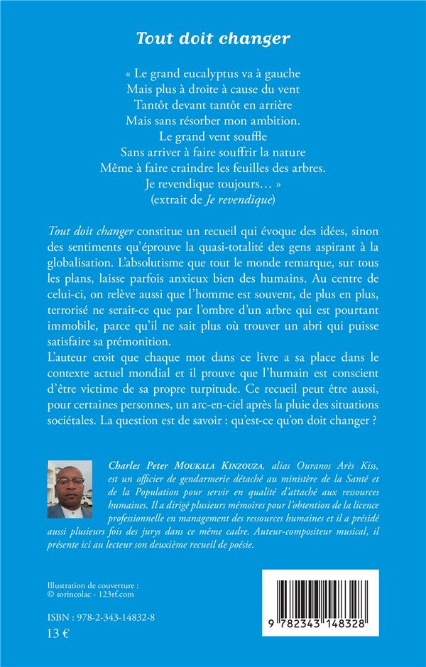 Quatrième de couverture de « TOUT DOIT CHANGER - POESIE »