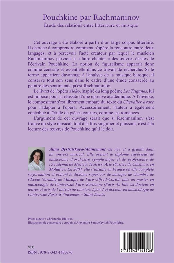 Quatrième de couverture de « POUCHKINE PAR RACHMANINOV - ETUDE DES RELATIONS ENTRE LITTERATURE ET MUSIQUE »