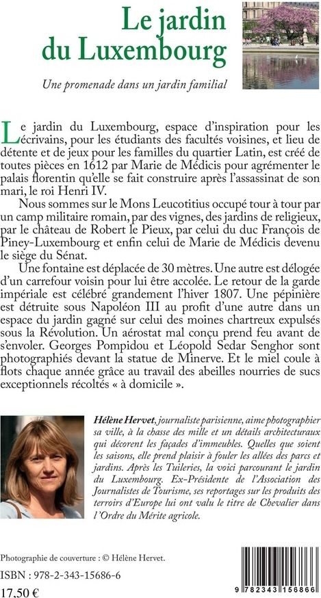 Quatrième de couverture de « LE JARDIN DU LUXEMBOURG - UNE PROMENADE DANS UN JARDIN FAMILIAL »