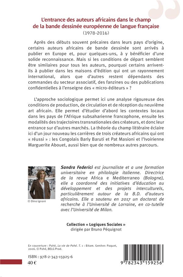 Quatrième de couverture de « L'ENTRANCE DES AUTEURS AFRICAINS DANS LE CHAMP DE LA BANDE DESSINEE EUROPEENNE DE LA LANGUE FRANCAIS »