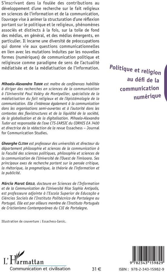 Quatrième de couverture de « POLITIQUE ET RELIGION AU DEFI DE LA COMMUNICATION NUMERIQUE »