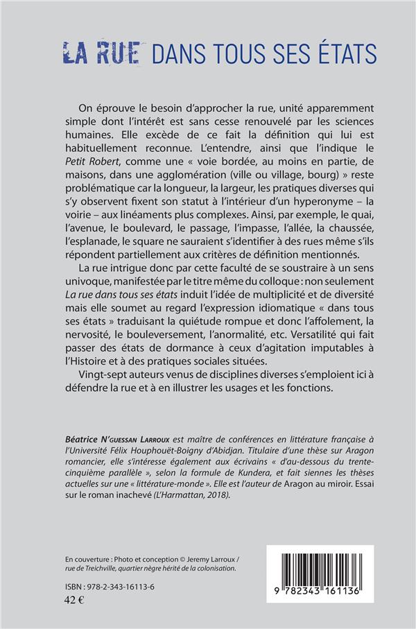 Quatrième de couverture de « LA RUE DANS TOUS SES ETATS »