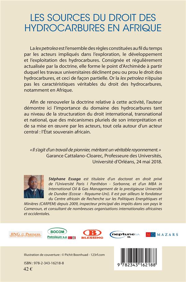 Quatrième de couverture de « LES SOURCES DU DROIT DES HYDROCARBURES EN AFRIQUE »