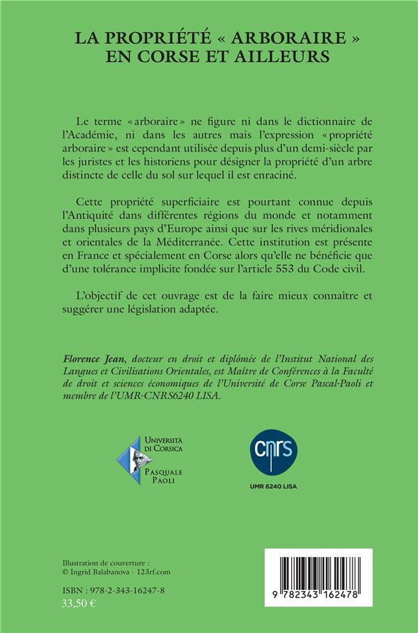Quatrième de couverture de « LA PROPRIETE "ARBORAIRE" EN CORSE ET AILLEURS »